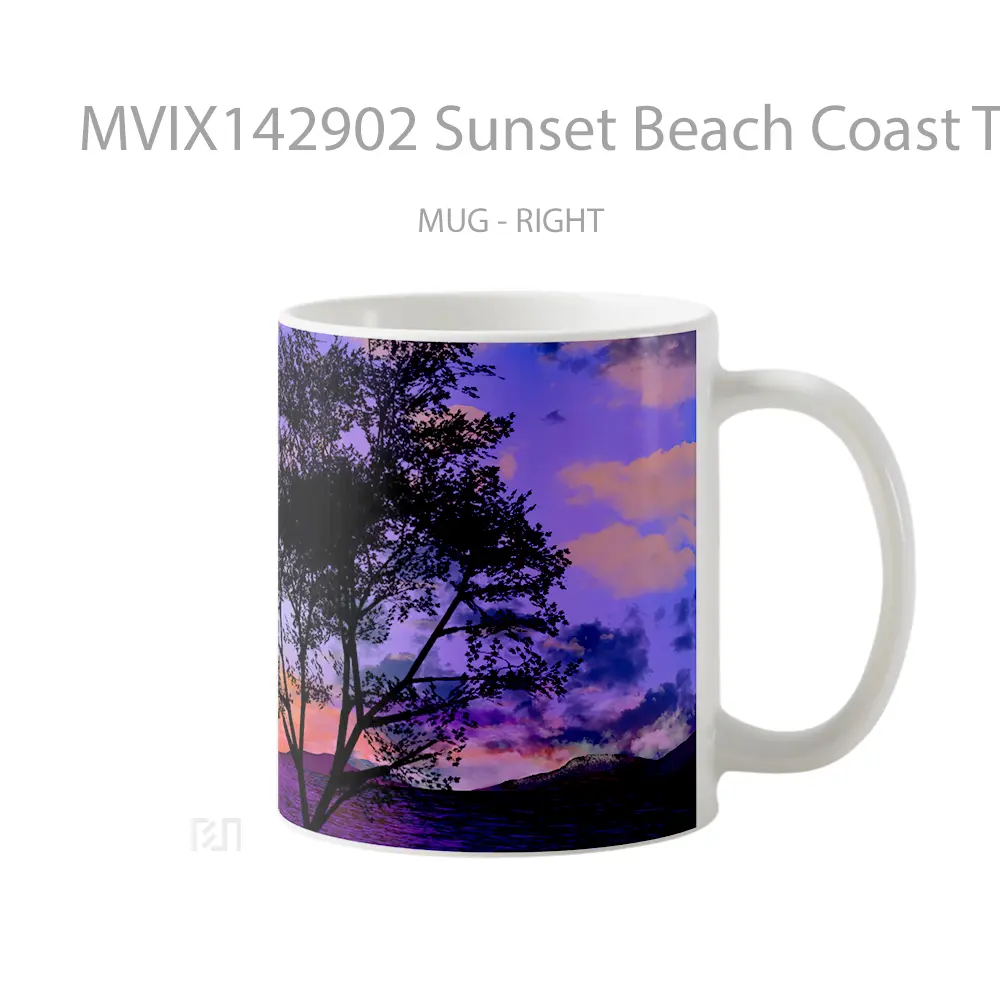 Mug Sunset Beach Coast Tree Silhouette Scenery Gelas Pemandangan Alam - All-side / Desain