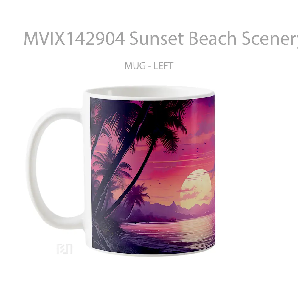 Mug Sunset Beach Scenery Digital Art Gelas Pemandangan Alam - All-side / Desain