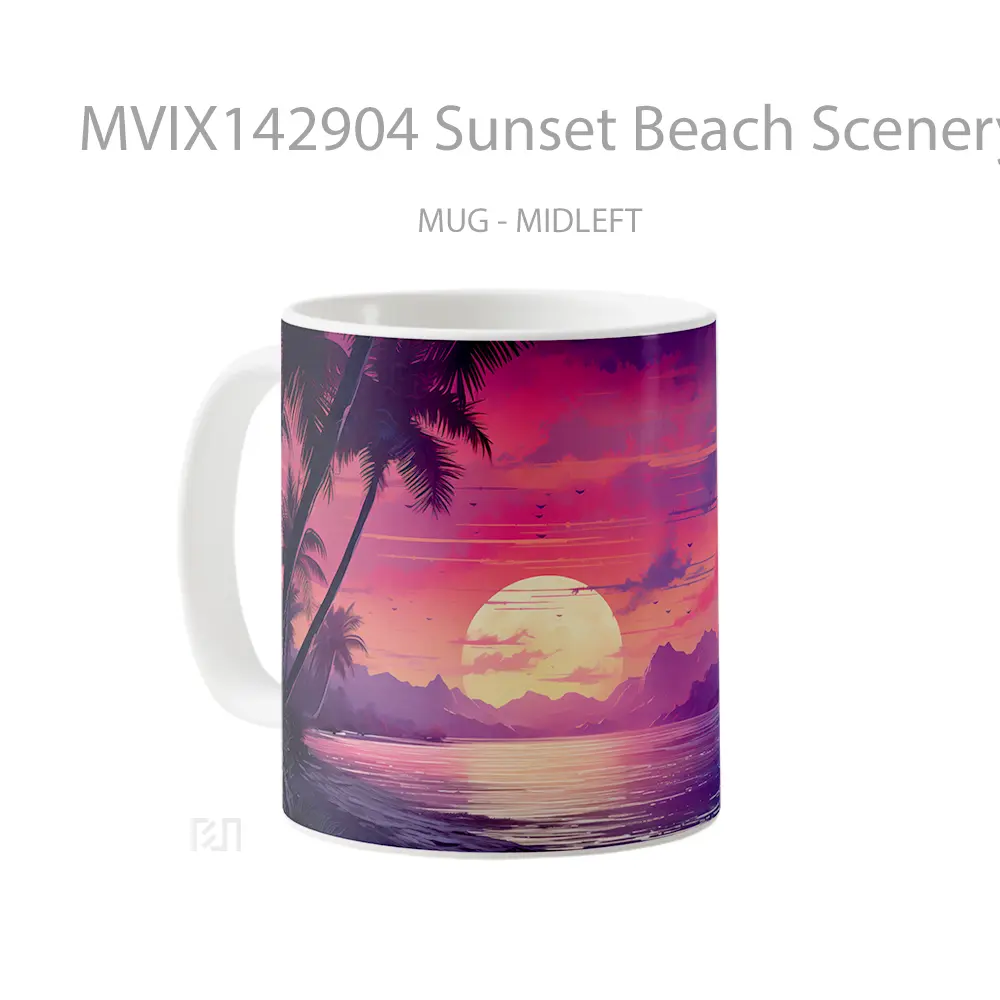 Mug Sunset Beach Scenery Digital Art Gelas Pemandangan Alam - All-side / Desain