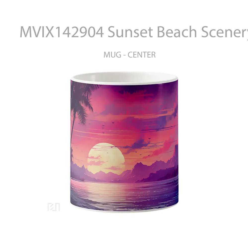 Mug Sunset Beach Scenery Digital Art Gelas Pemandangan Alam