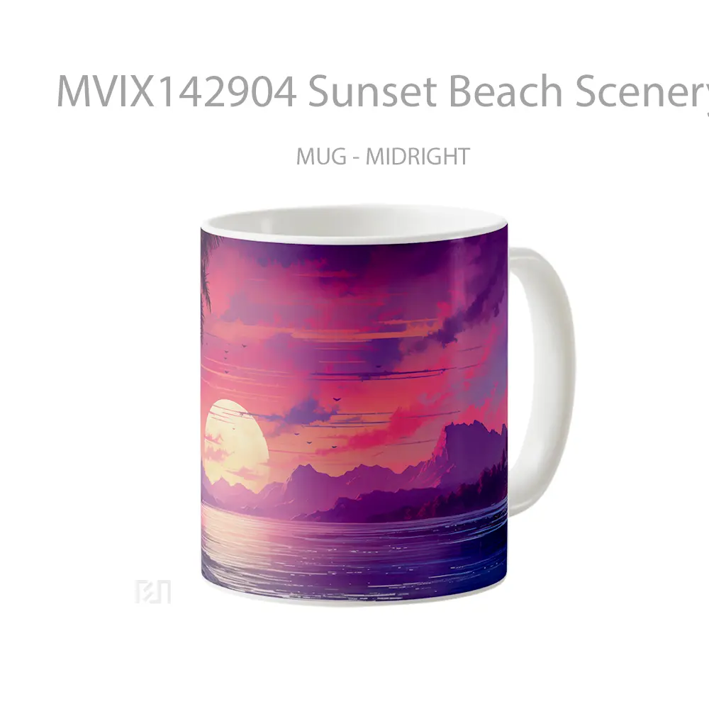 Mug Sunset Beach Scenery Digital Art Gelas Pemandangan Alam - All-side / Desain