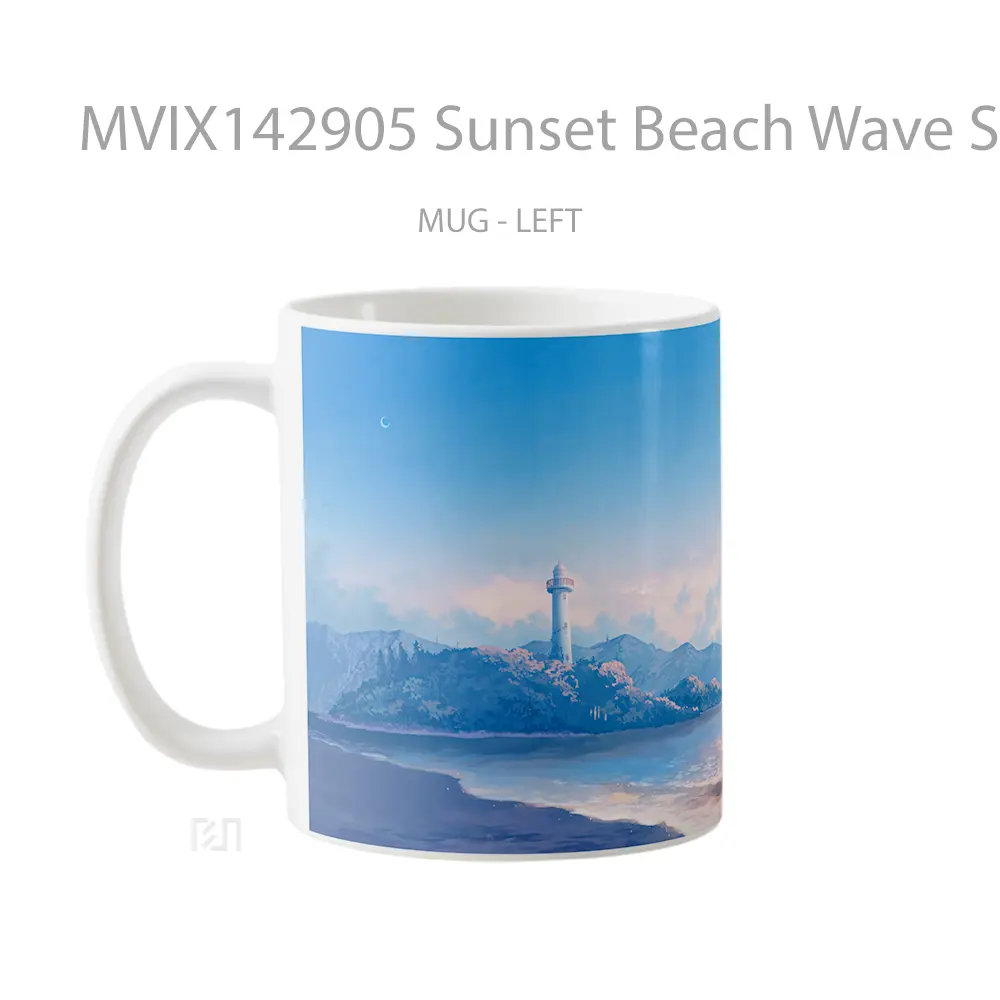 Mug Sunset Beach Wave Scenery Anime Girl Cangkir Anime - All-side / Desain