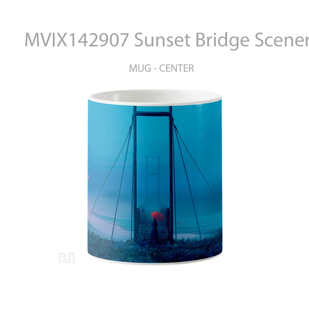 Mug Sunset Bridge Scenery Digital Ar Gelas Pemandangan Alam