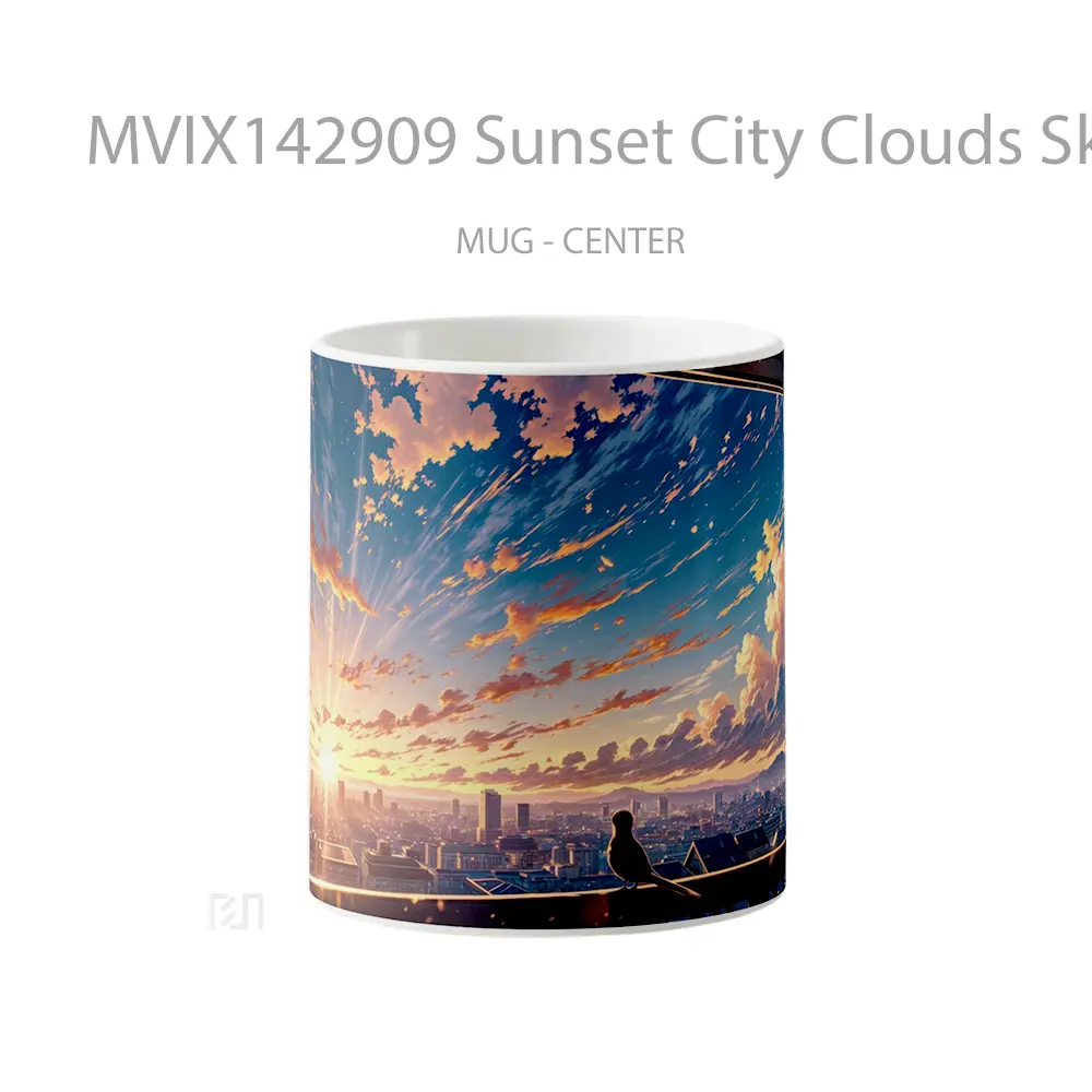 Mug Sunset City Clouds Sky Anime Art Scenery Cangkir Anime