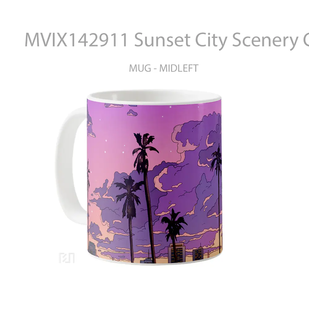 Mug Sunset City Scenery Clouds Sky Digital Ar Gelas Pemandangan Alam - All-side / Desain