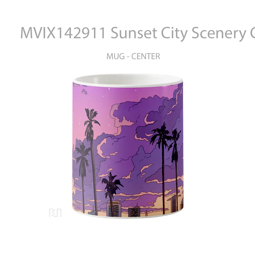 Mug Sunset City Scenery Clouds Sky Digital Ar Gelas Pemandangan Alam