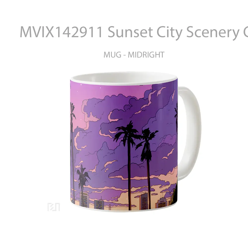 Mug Sunset City Scenery Clouds Sky Digital Ar Gelas Pemandangan Alam - All-side / Desain