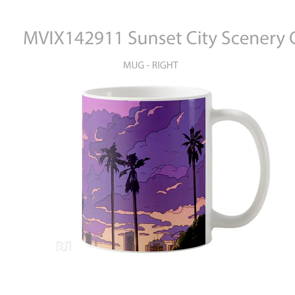 Mug Sunset City Scenery Clouds Sky Digital Ar Gelas Pemandangan Alam - All-side / Desain