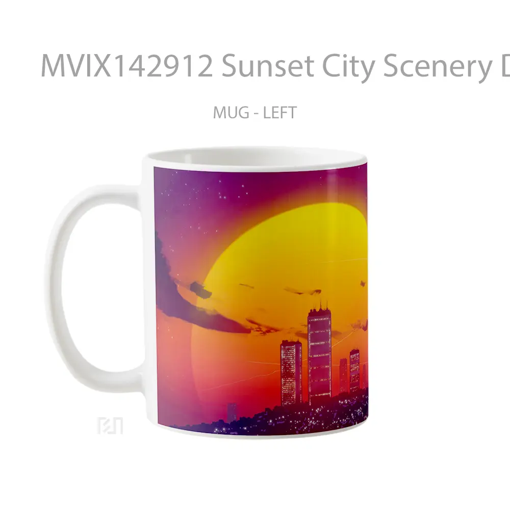 Mug Sunset City Scenery Digital Art Gelas Pemandangan Alam - All-side / Desain