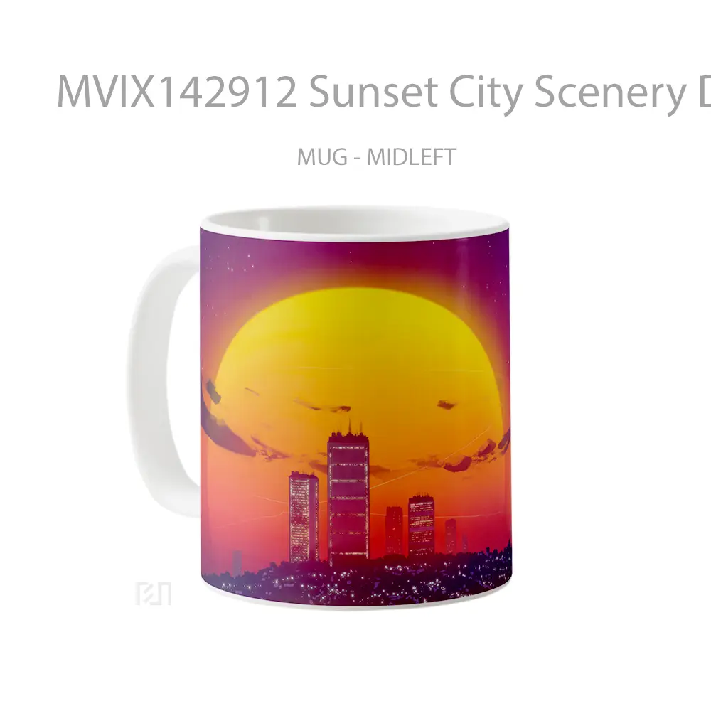 Mug Sunset City Scenery Digital Art Gelas Pemandangan Alam - All-side / Desain