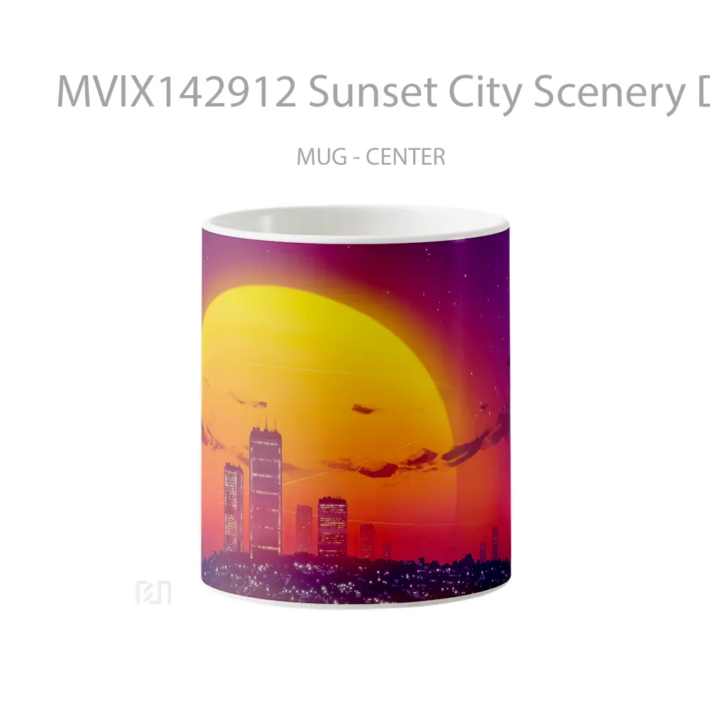 Mug Sunset City Scenery Digital Art Gelas Pemandangan Alam