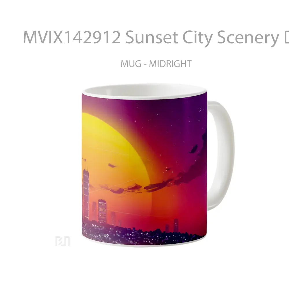 Mug Sunset City Scenery Digital Art Gelas Pemandangan Alam - All-side / Desain