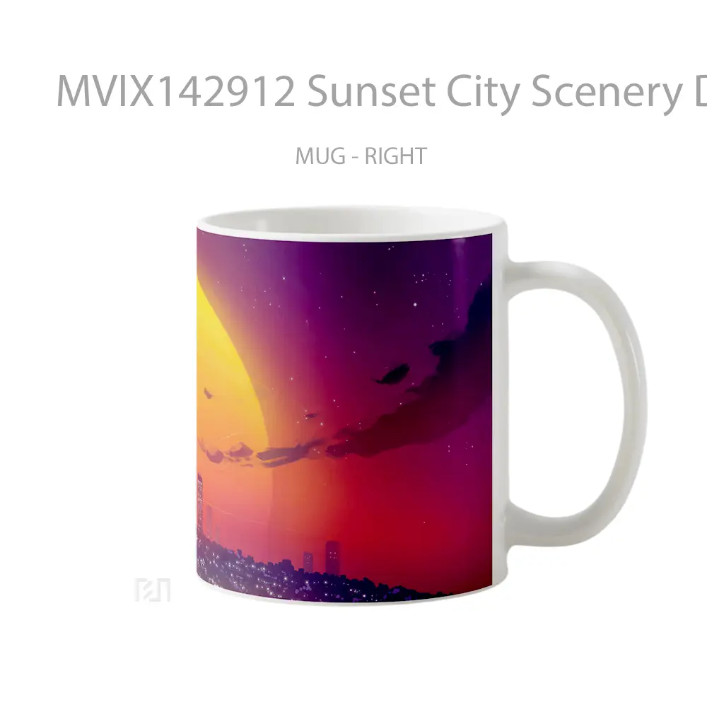 Mug Sunset City Scenery Digital Art Gelas Pemandangan Alam - All-side / Desain