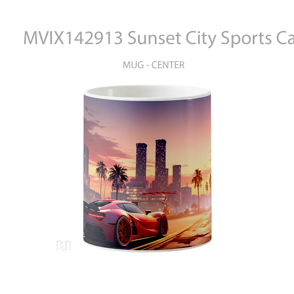 Mug Sunset City Sports Car Road Scenery Gelas Pemandangan Alam