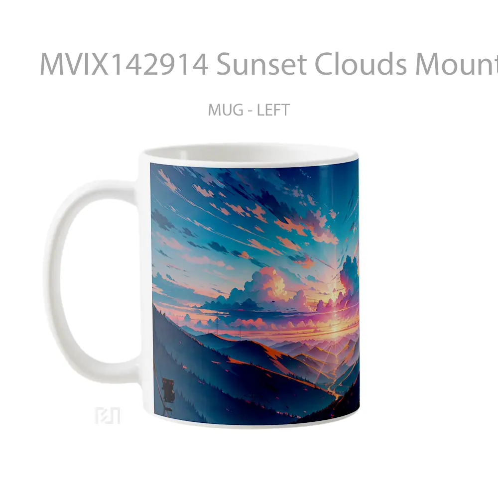Mug Sunset Clouds Mountains Anime Scenery Cangkir Anime - All-side / Desain