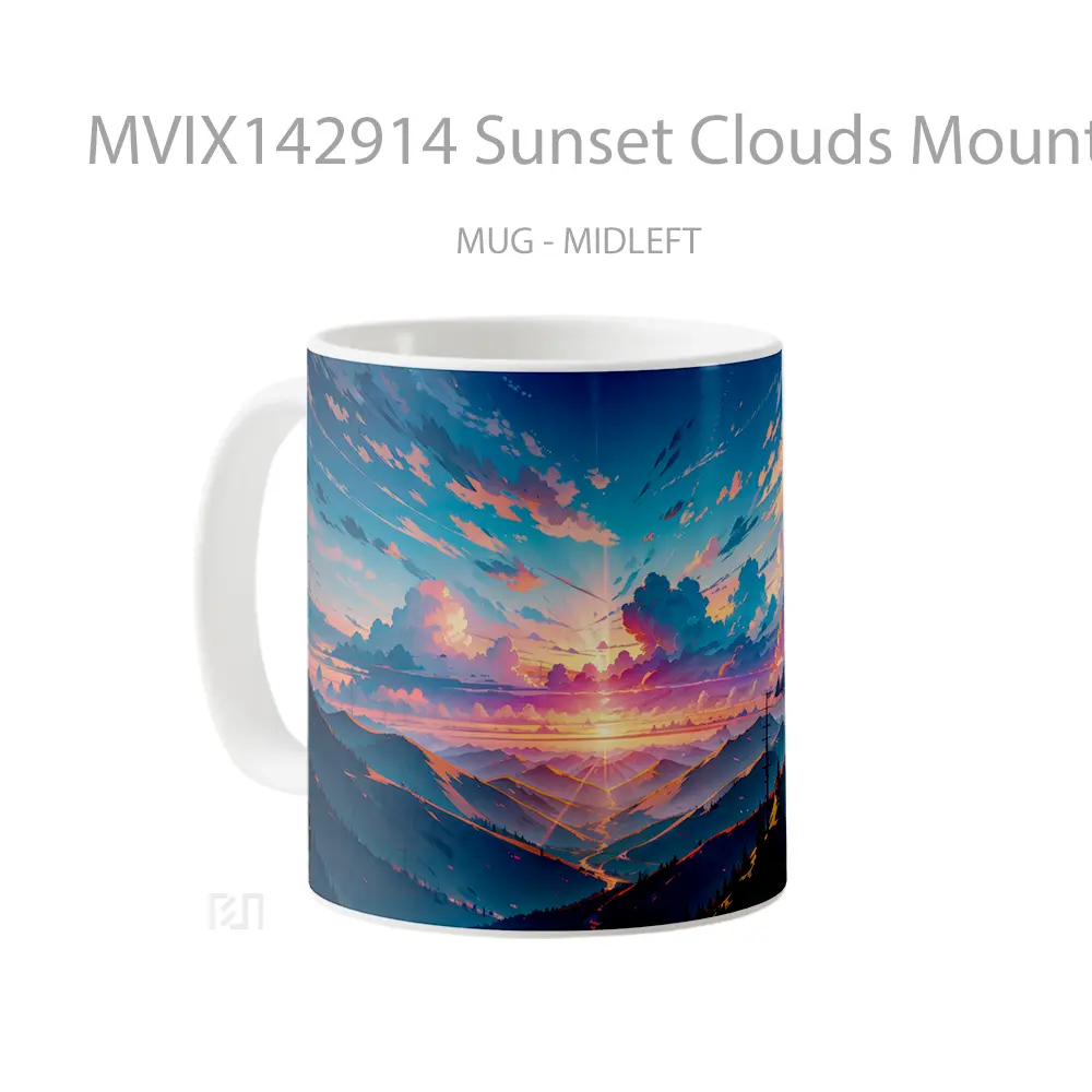 Mug Sunset Clouds Mountains Anime Scenery Cangkir Anime - All-side / Desain