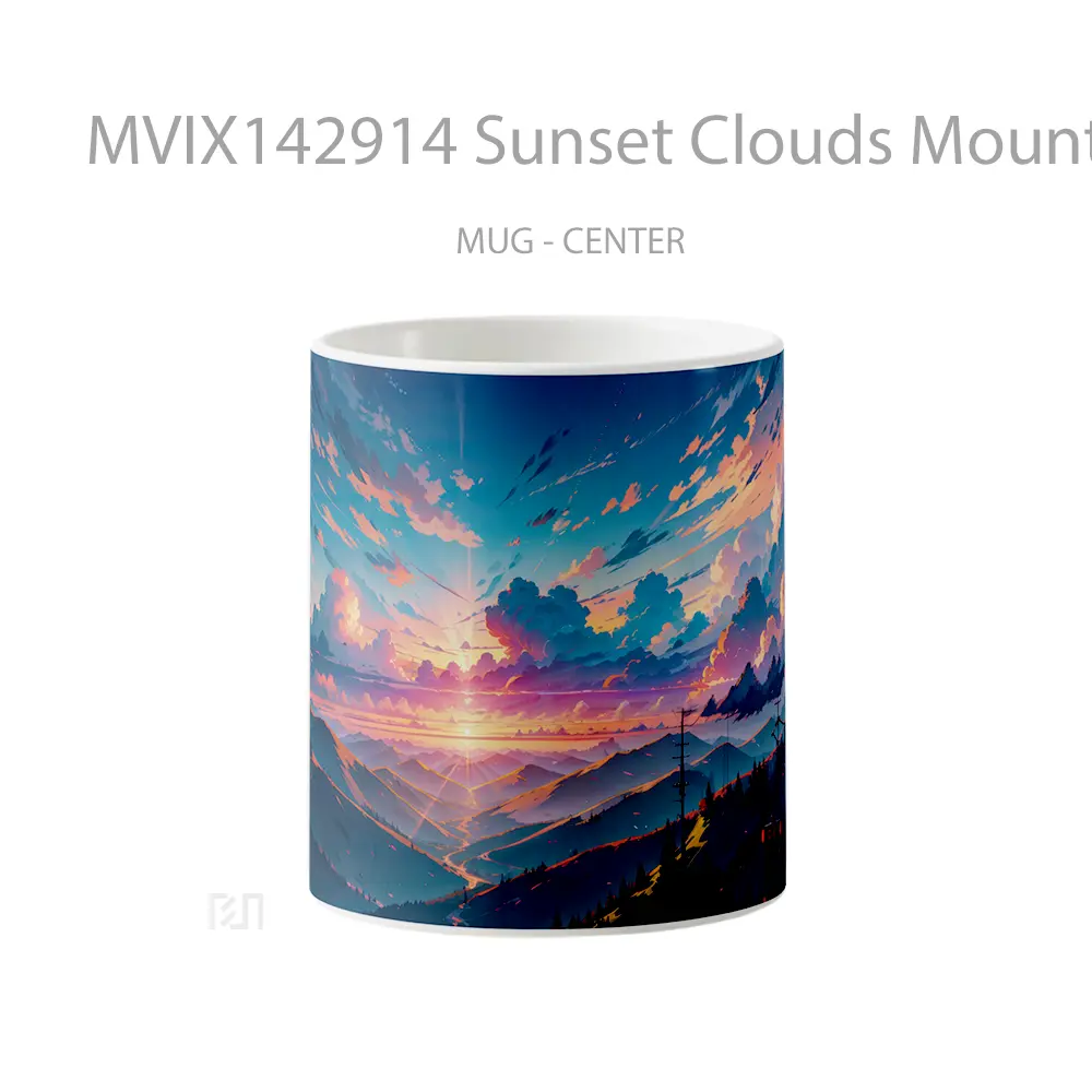Mug Sunset Clouds Mountains Anime Scenery Cangkir Anime