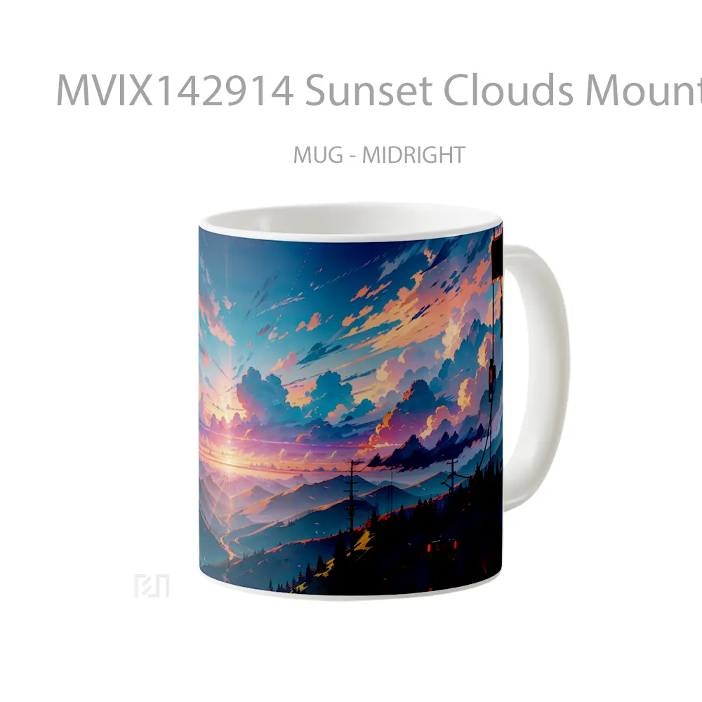 Mug Sunset Clouds Mountains Anime Scenery Cangkir Anime - All-side / Desain