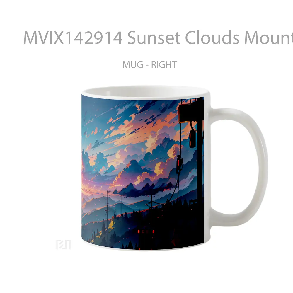 Mug Sunset Clouds Mountains Anime Scenery Cangkir Anime - All-side / Desain