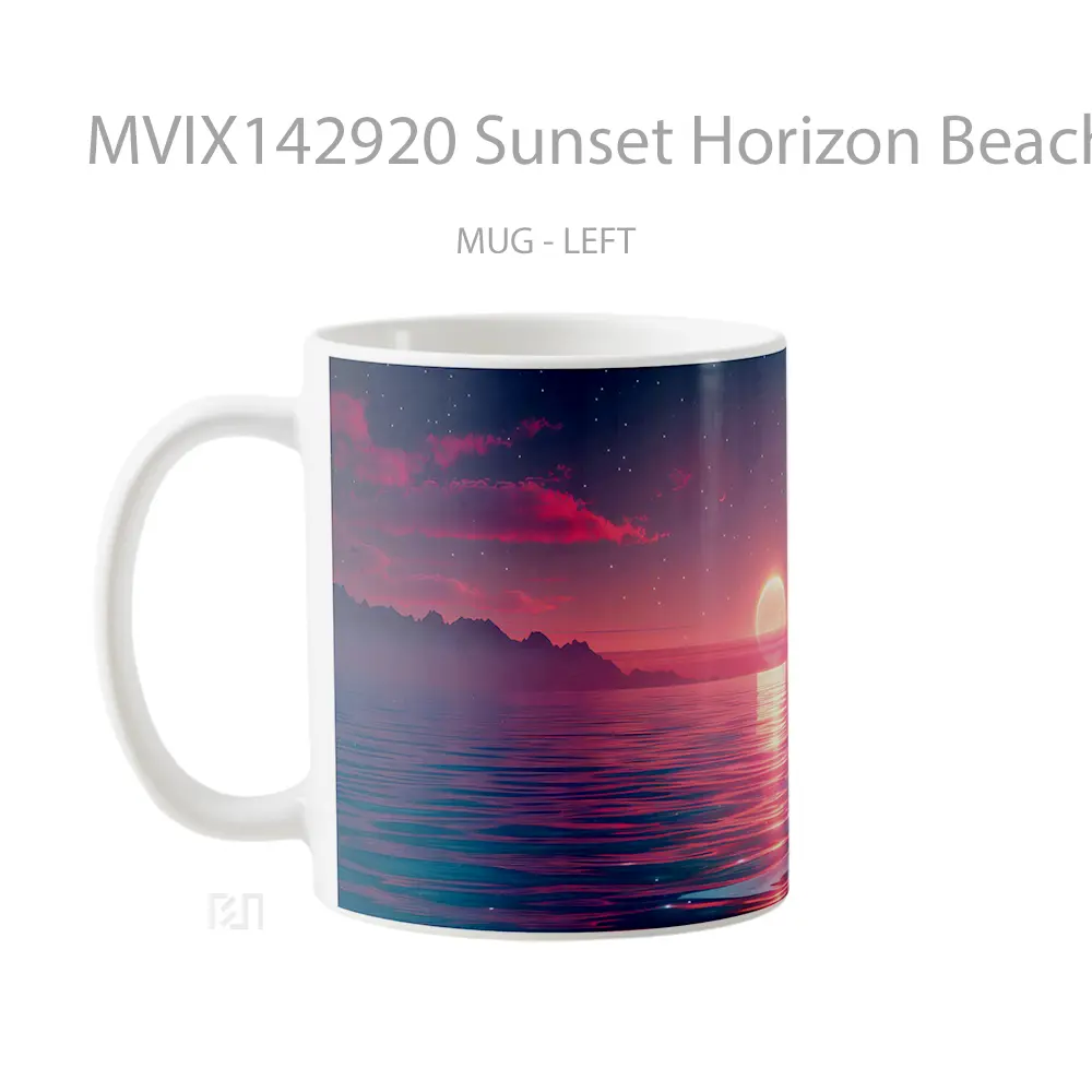 Mug Sunset Horizon Beach Scenery Digital Art Gelas Pemandangan Alam - All-side / Desain
