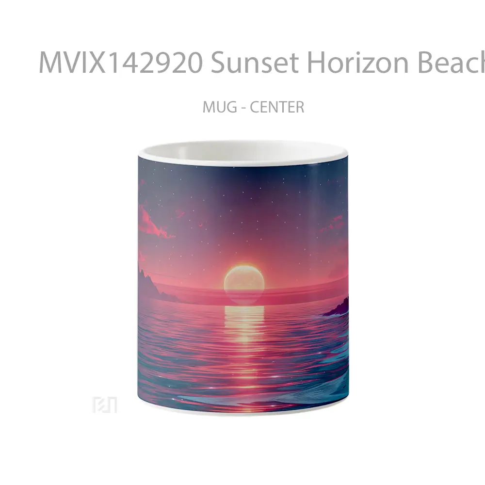 Mug Sunset Horizon Beach Scenery Digital Art Gelas Pemandangan Alam