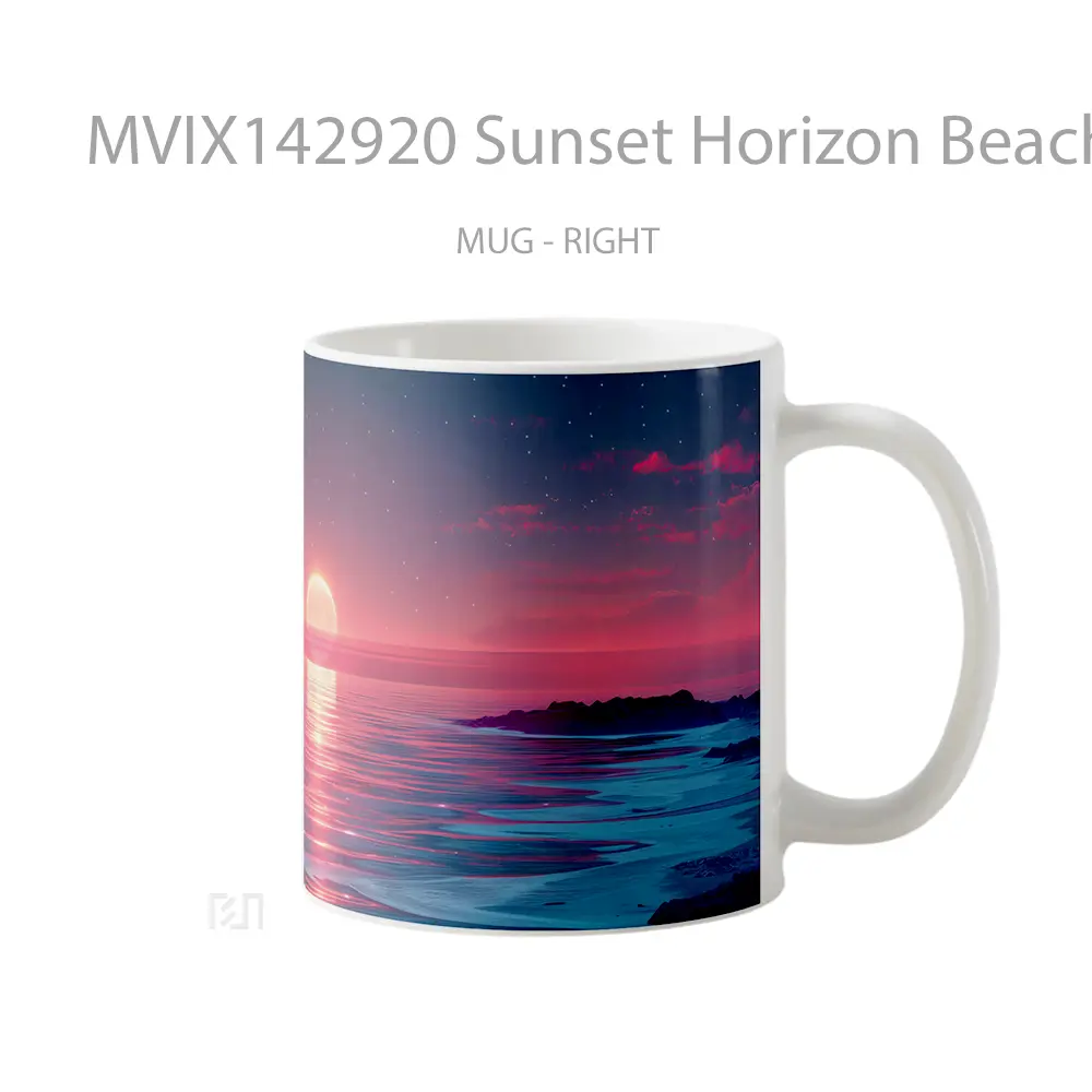 Mug Sunset Horizon Beach Scenery Digital Art Gelas Pemandangan Alam - All-side / Desain