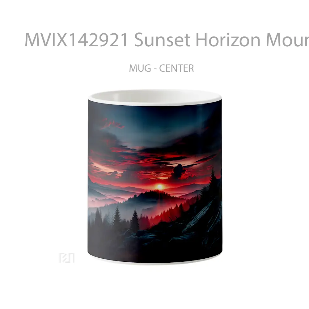 Mug Sunset Horizon Mountain Fog Forest Clouds Sky Scenery Gelas Pemandangan Alam