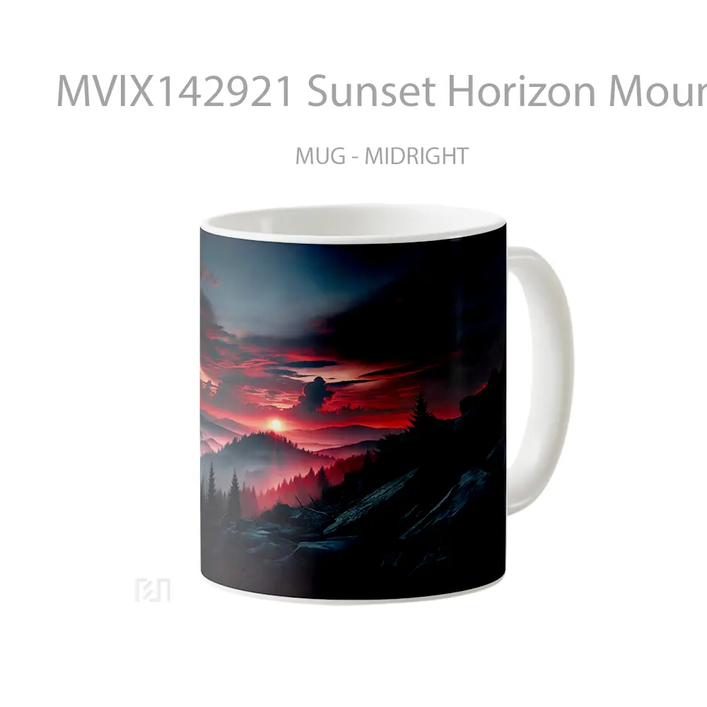 Mug Sunset Horizon Mountain Fog Forest Clouds Sky Scenery Gelas Pemandangan Alam - All-side / Desain