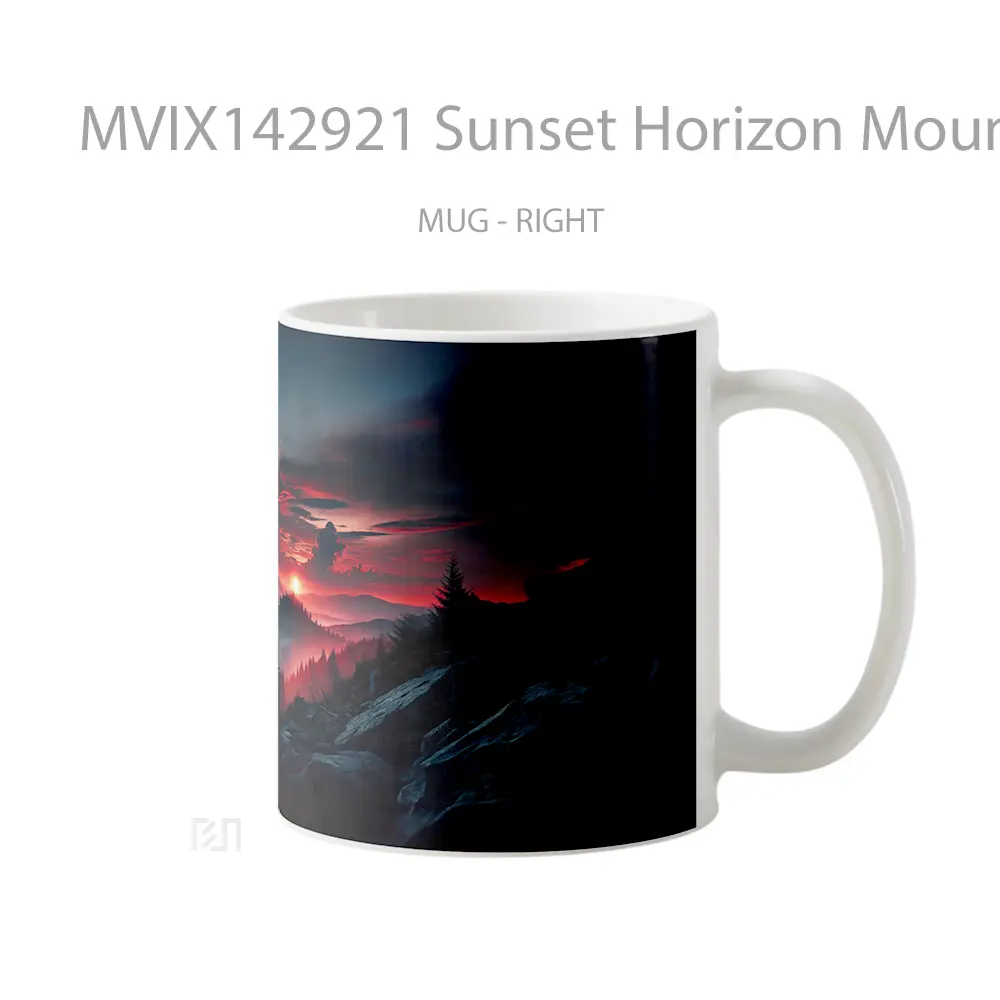Mug Sunset Horizon Mountain Fog Forest Clouds Sky Scenery Gelas Pemandangan Alam - All-side / Desain