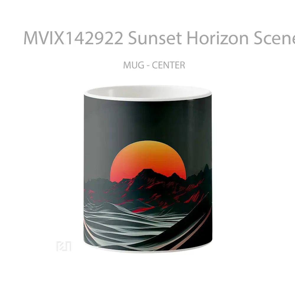 Mug Sunset Horizon Scenery Digital Art Gelas Pemandangan Alam