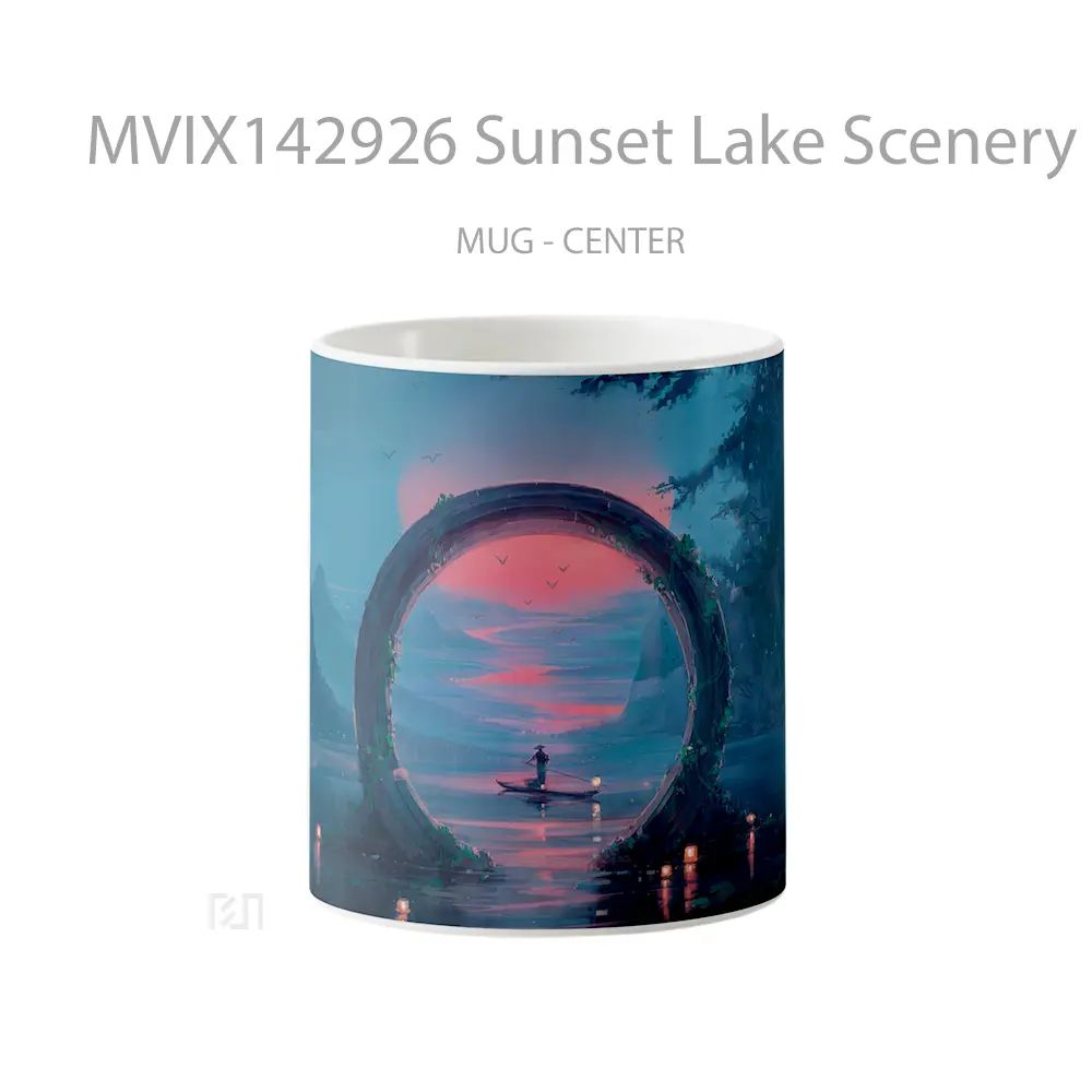 Mug Sunset Lake Scenery Digital A Gelas Pemandangan Alam