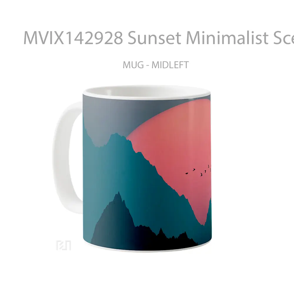 Mug Sunset Minimalist Scenery Digital Art Gelas Pemandangan Alam - All-side / Desain