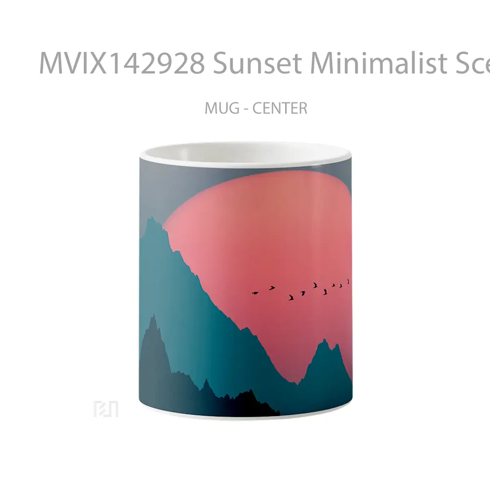 Mug Sunset Minimalist Scenery Digital Art Gelas Pemandangan Alam