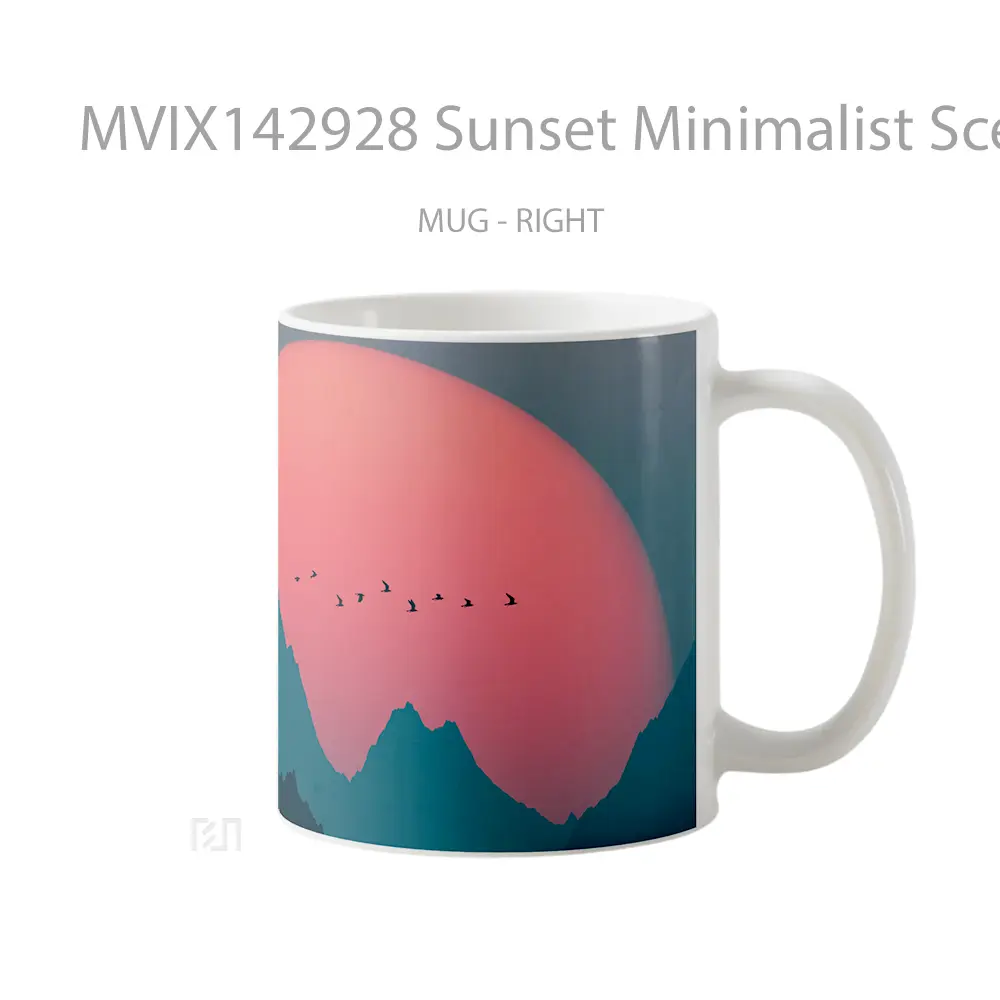 Mug Sunset Minimalist Scenery Digital Art Gelas Pemandangan Alam - All-side / Desain