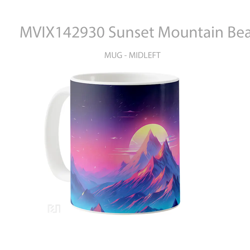 Mug Sunset Mountain Beautiful Digital Art Scenery Gelas Pemandangan Alam - All-side / Desain