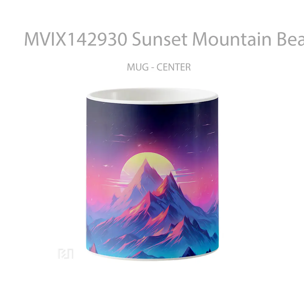 Mug Sunset Mountain Beautiful Digital Art Scenery Gelas Pemandangan Alam
