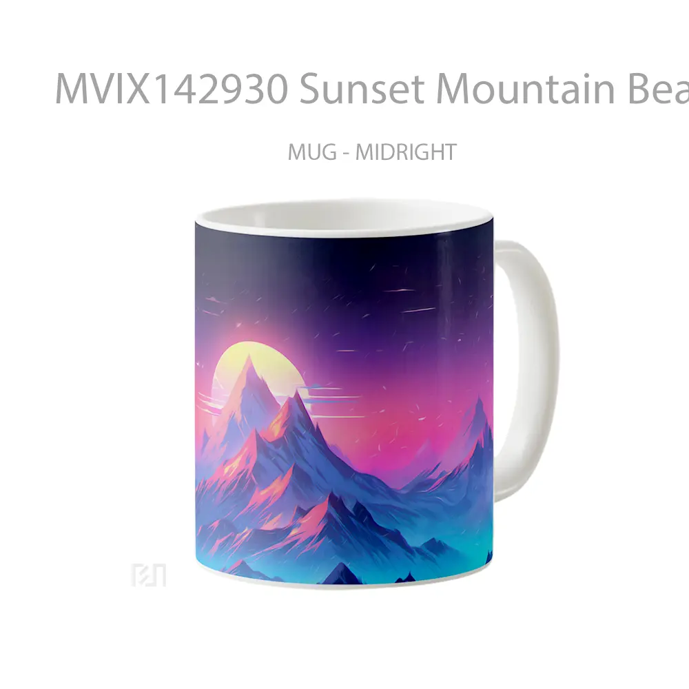 Mug Sunset Mountain Beautiful Digital Art Scenery Gelas Pemandangan Alam - All-side / Desain