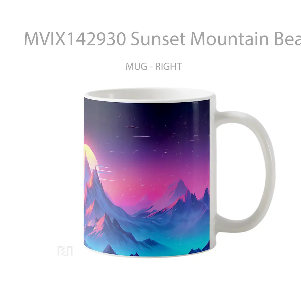 Mug Sunset Mountain Beautiful Digital Art Scenery Gelas Pemandangan Alam - All-side / Desain