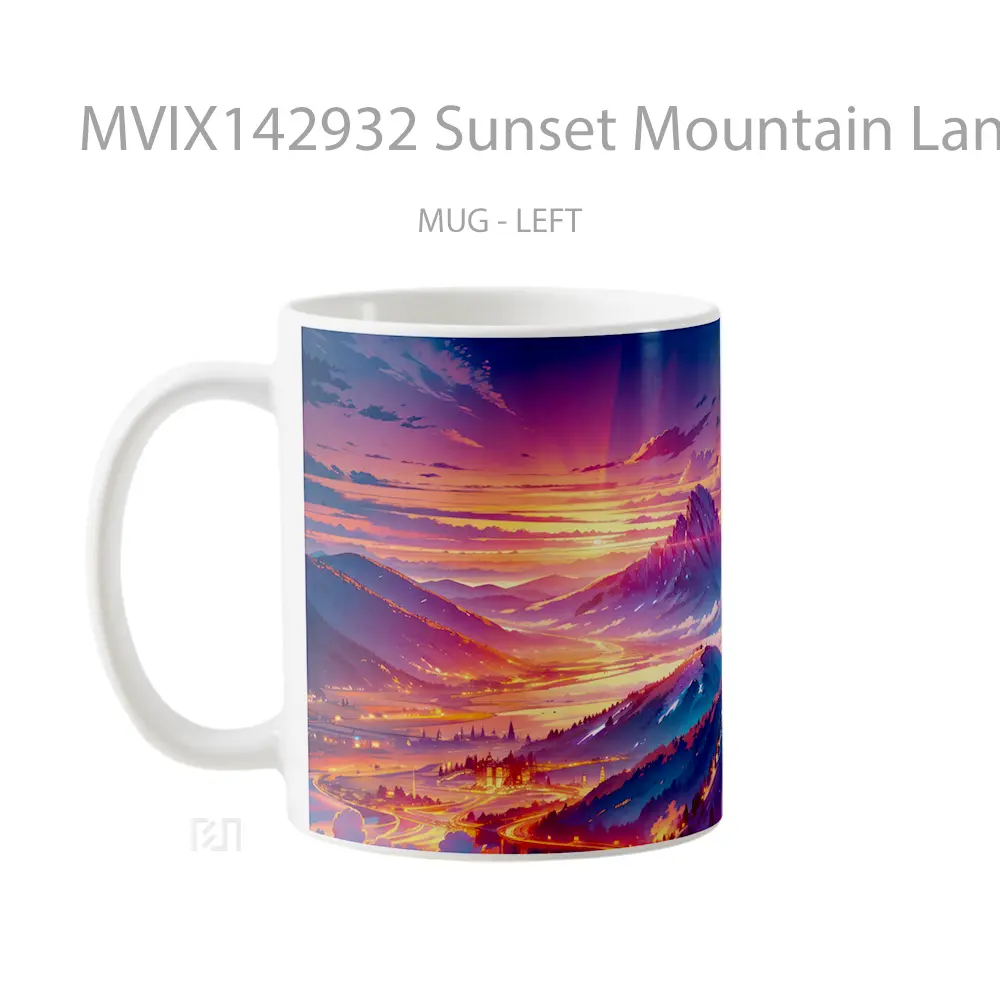 Mug Sunset Mountain Landscape Scenery Ai Art Gelas Pemandangan Alam - All-side / Desain