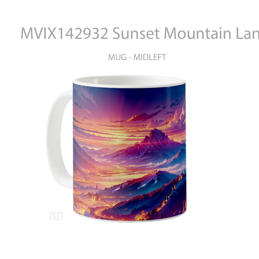 Mug Sunset Mountain Landscape Scenery Ai Art Gelas Pemandangan Alam - All-side / Desain