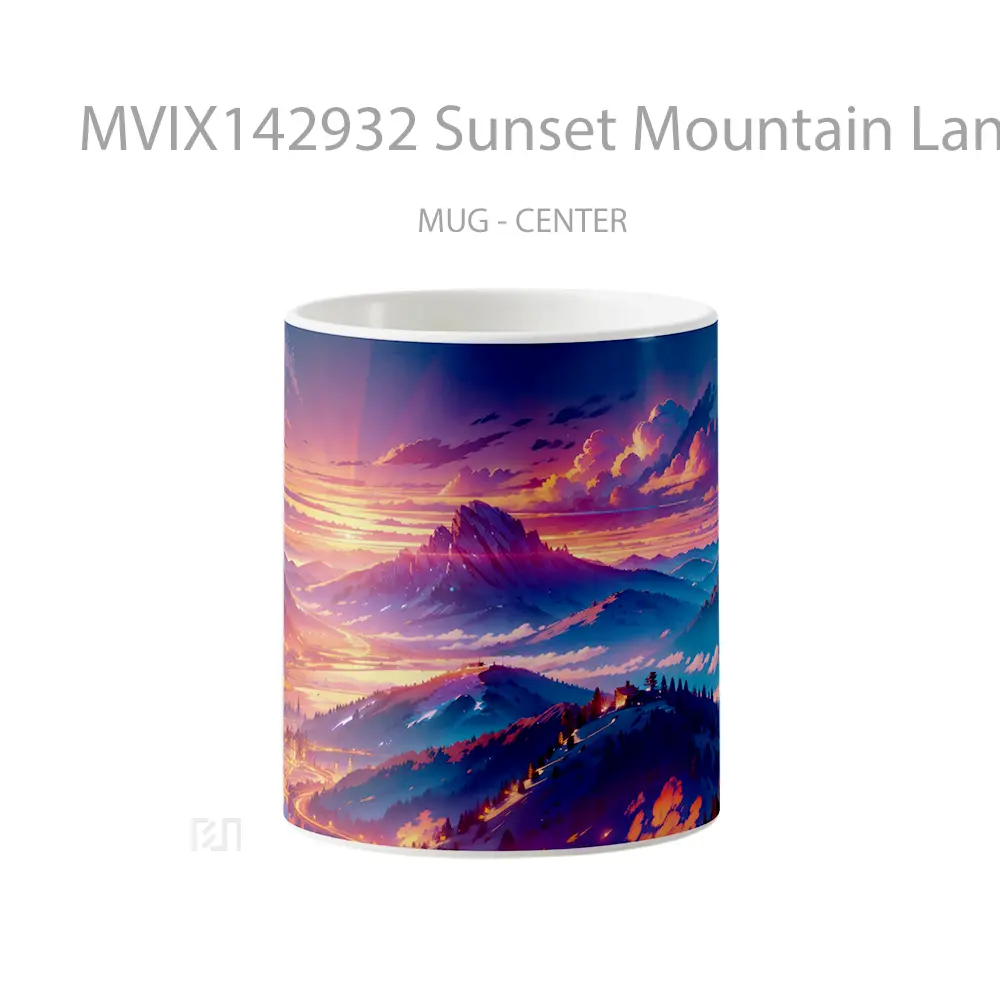 Mug Sunset Mountain Landscape Scenery Ai Art Gelas Pemandangan Alam
