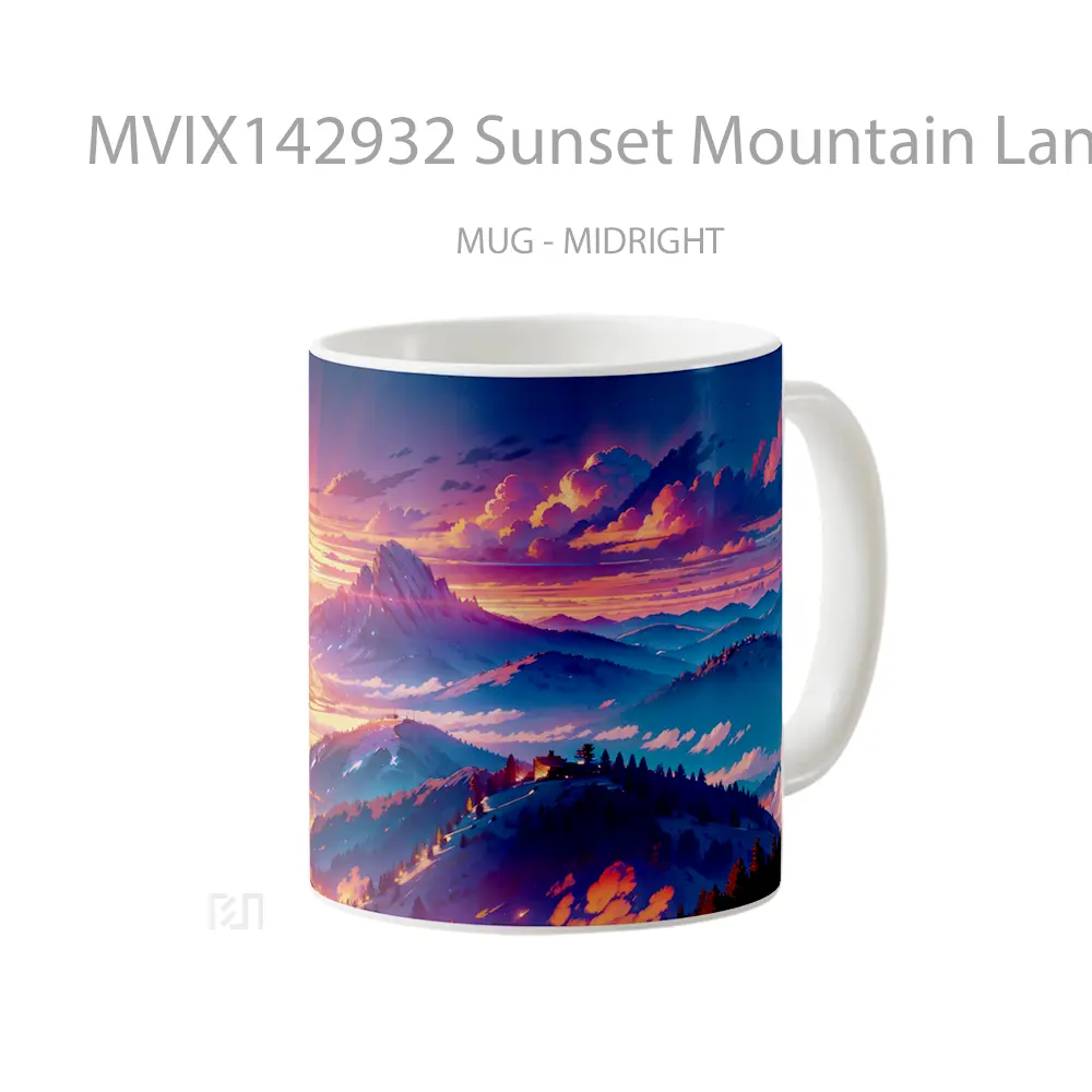 Mug Sunset Mountain Landscape Scenery Ai Art Gelas Pemandangan Alam - All-side / Desain