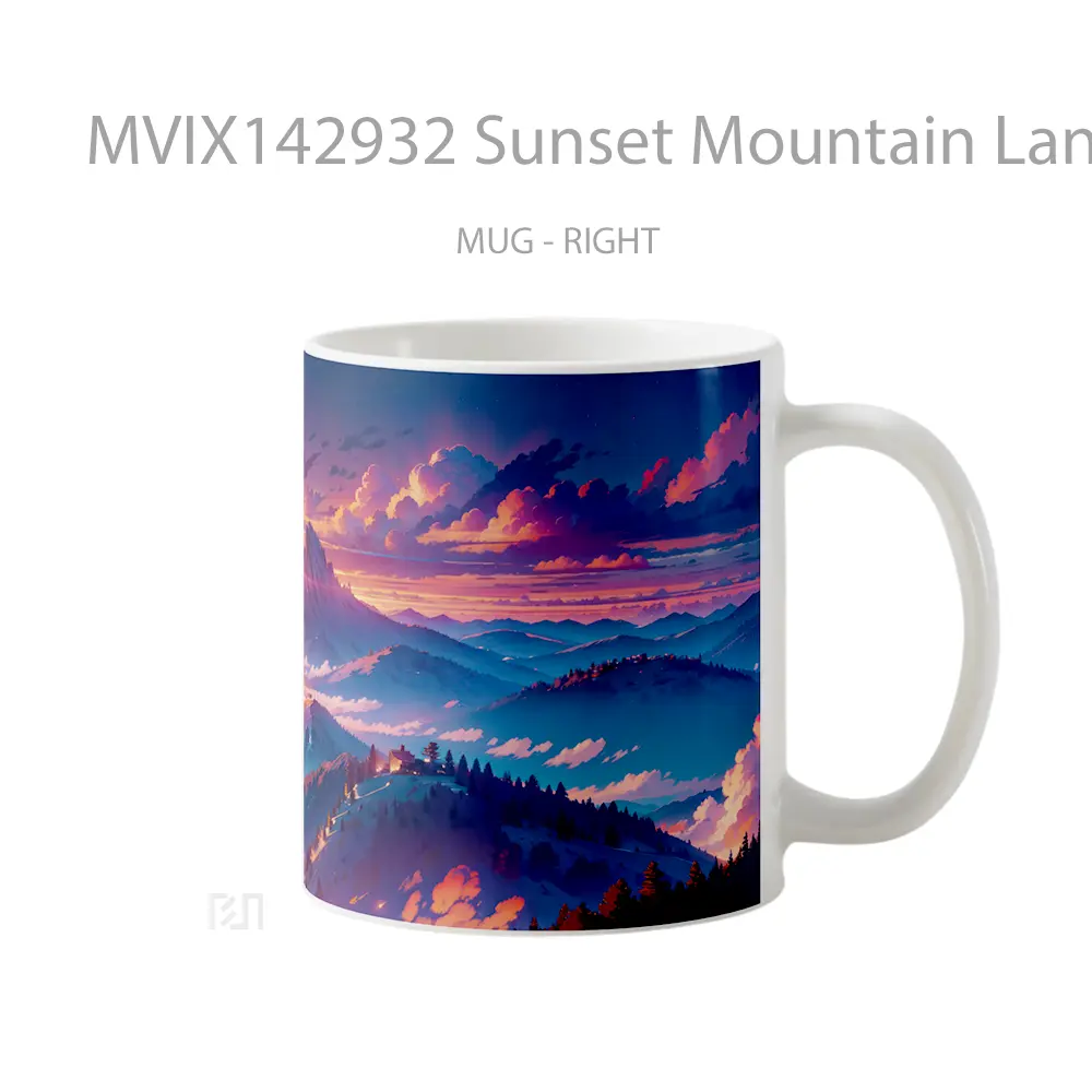 Mug Sunset Mountain Landscape Scenery Ai Art Gelas Pemandangan Alam - All-side / Desain