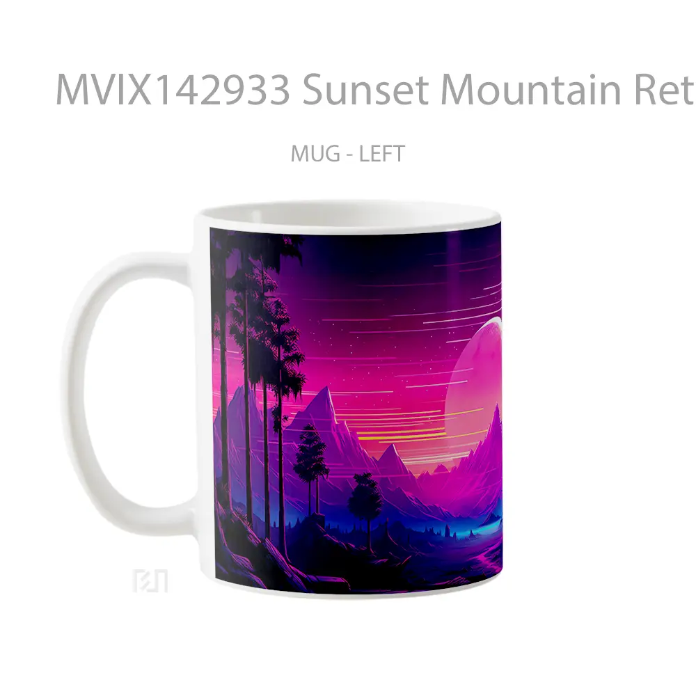 Mug Sunset Mountain Retrowave Scenery Digital Art Gelas Pemandangan Alam - All-side / Desain
