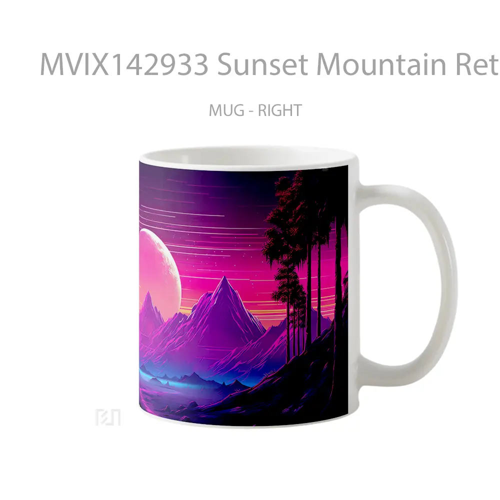 Mug Sunset Mountain Retrowave Scenery Digital Art Gelas Pemandangan Alam - All-side / Desain