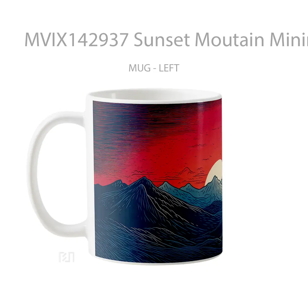 Mug Sunset Moutain Minimalist Digital Art Gelas Pemandangan Alam - All-side / Desain