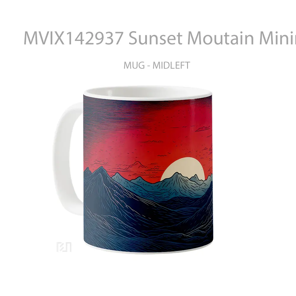 Mug Sunset Moutain Minimalist Digital Art Gelas Pemandangan Alam - All-side / Desain