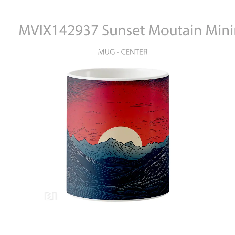 Mug Sunset Moutain Minimalist Digital Art Gelas Pemandangan Alam