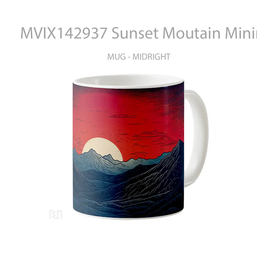 Mug Sunset Moutain Minimalist Digital Art Gelas Pemandangan Alam - All-side / Desain