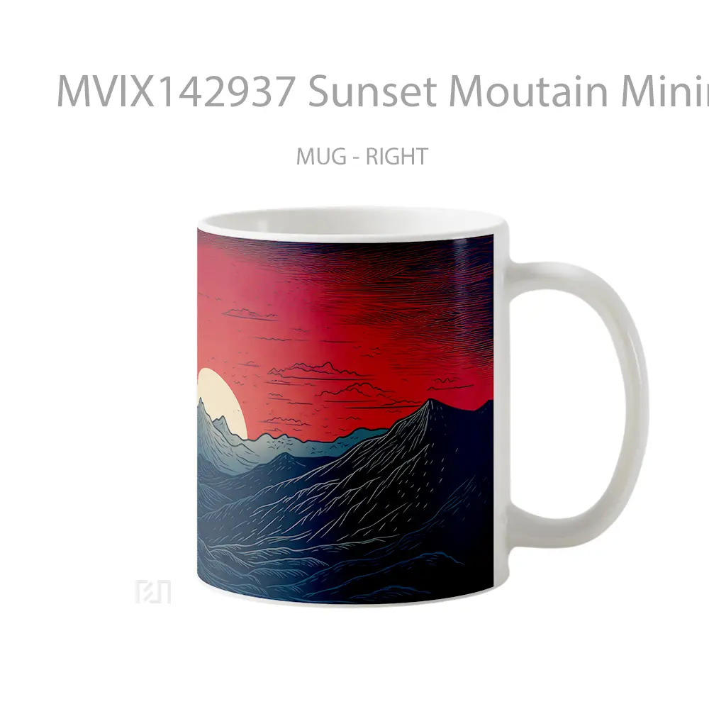 Mug Sunset Moutain Minimalist Digital Art Gelas Pemandangan Alam - All-side / Desain